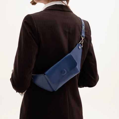 Blue Leather Belt Bag