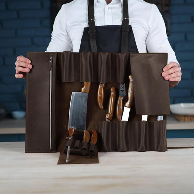 Brown Knife Roll Case
