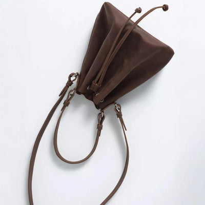 Brown Leather Bucket Purse