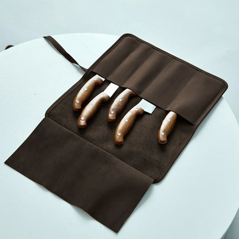 Brown Leather Knife Roll