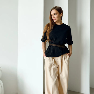 Brown Leather Skinny Belt