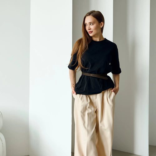 Brown Leather Skinny Belt