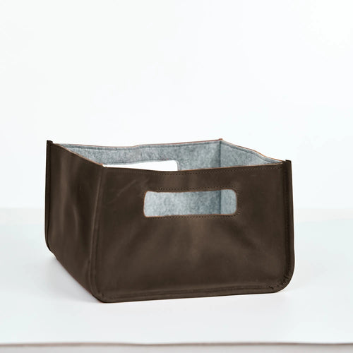 Brown Leather Storage Basket