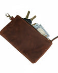 Black Leather Zip Pouch