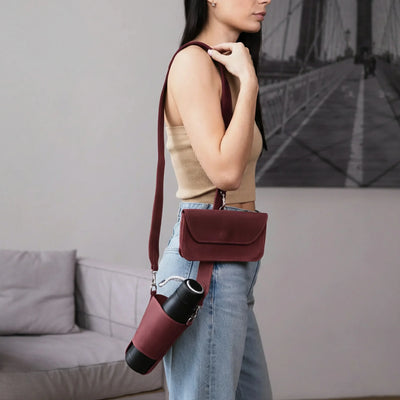 crossbody travel bag with water bottle holder nicgids Water Bottle Crossbody Bag - Leather Bottle Carrier