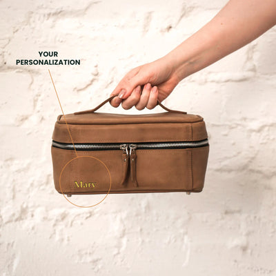 Toiletry Organizer Bag — Premium Personalized Handmade Leather Cosmetic Bag | Pikore
