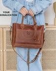 Tote Bag With Trolley Sleeve — Premium Personalized Handmade Leather Bag | Pikore