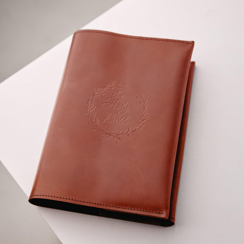 Cognac Bible Cover Leather