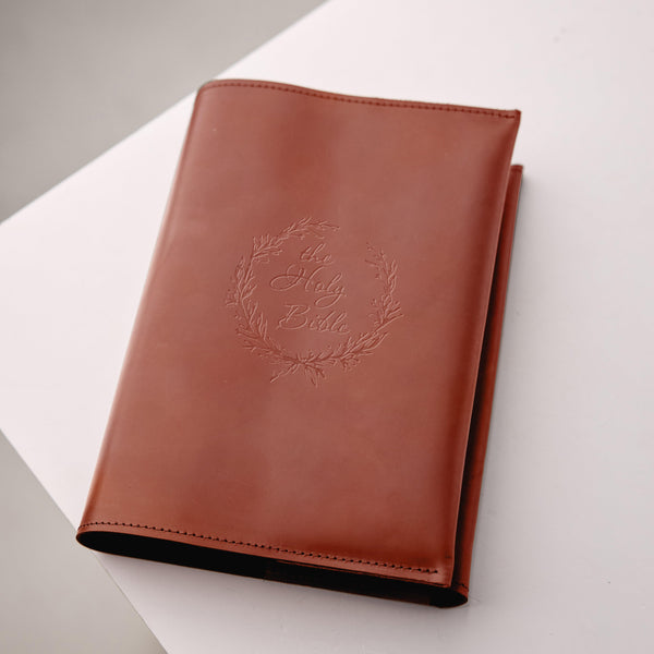 Cognac Bible Cover Leather