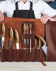 Cognac Leather Knife Bag