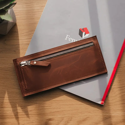 Slim Long Leather Wallet — Premium Personalized Handmade Leather Wallet | Pikore