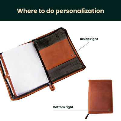 Zippered Padfolio Minimal — Premium Personalized Handmade Leather Leather Portfolio | Pikore