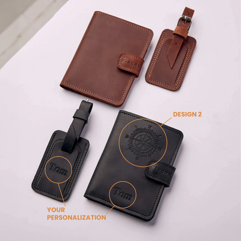 Leather Passport Wallet & Luggage tag