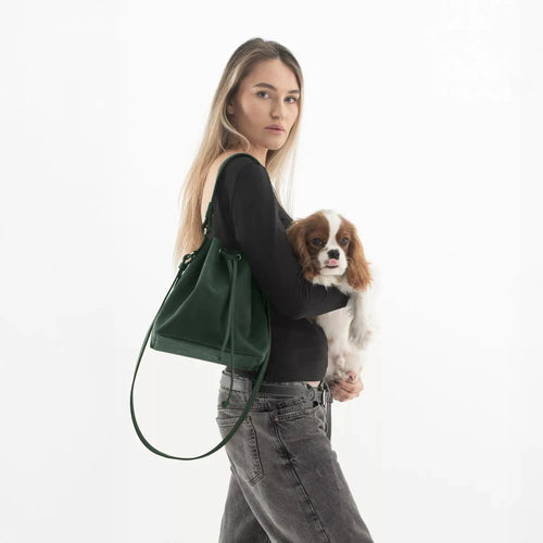 Green Drawstring Bucket Bag
