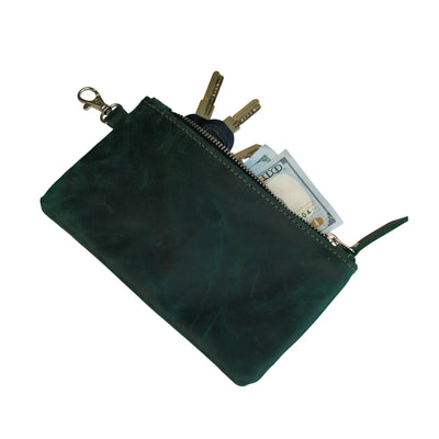 Black Leather Zip Pouch