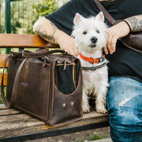 Leather Dog Travel Bag