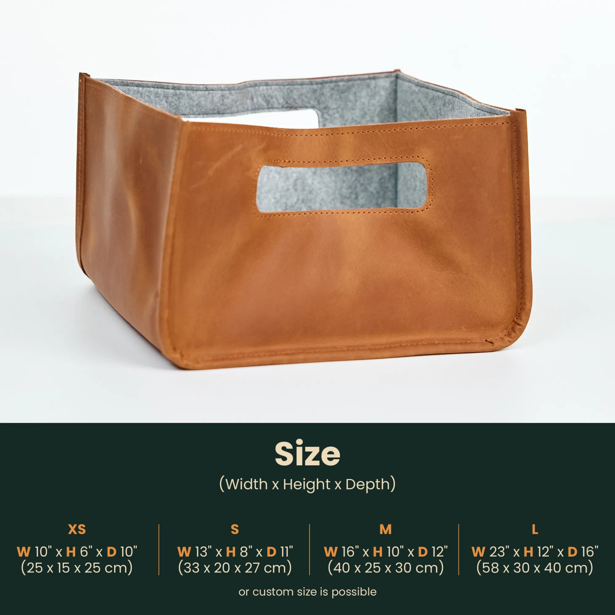 Leather Basket Size Banner