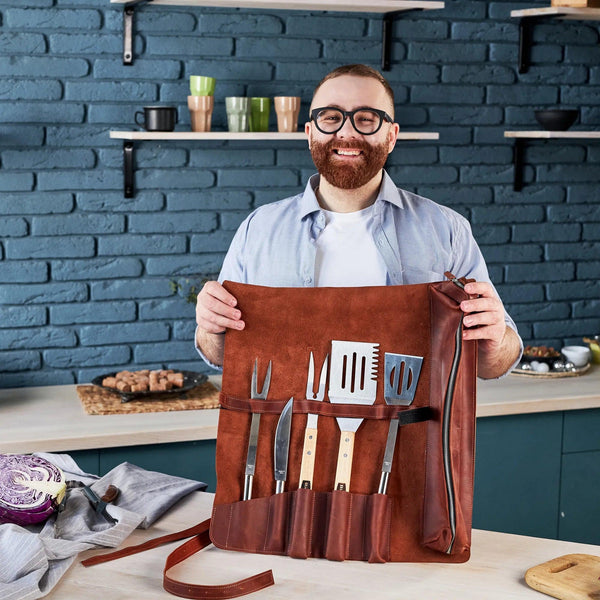 Leather BBQ Roll Bag