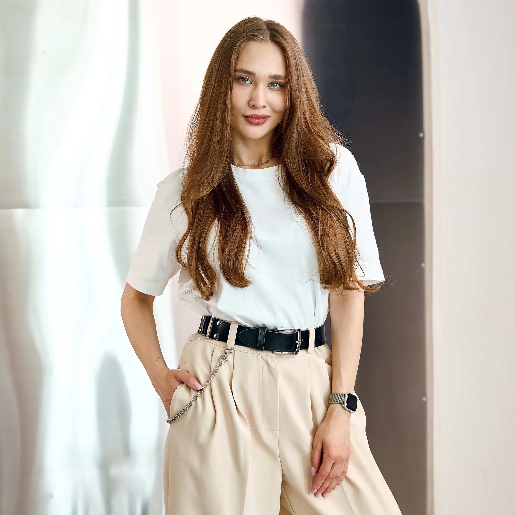 Leather Belt with Chain