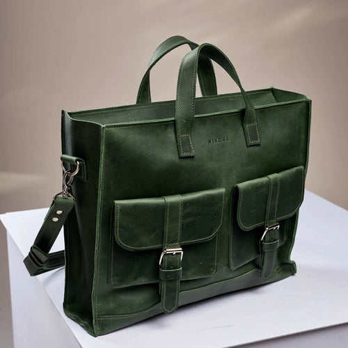 Leather Briefcase Messenger Bag