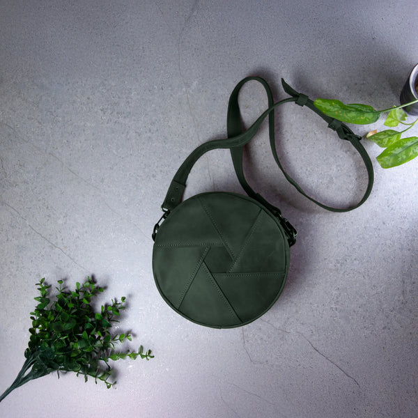 Leather Circle Crossbody Bag