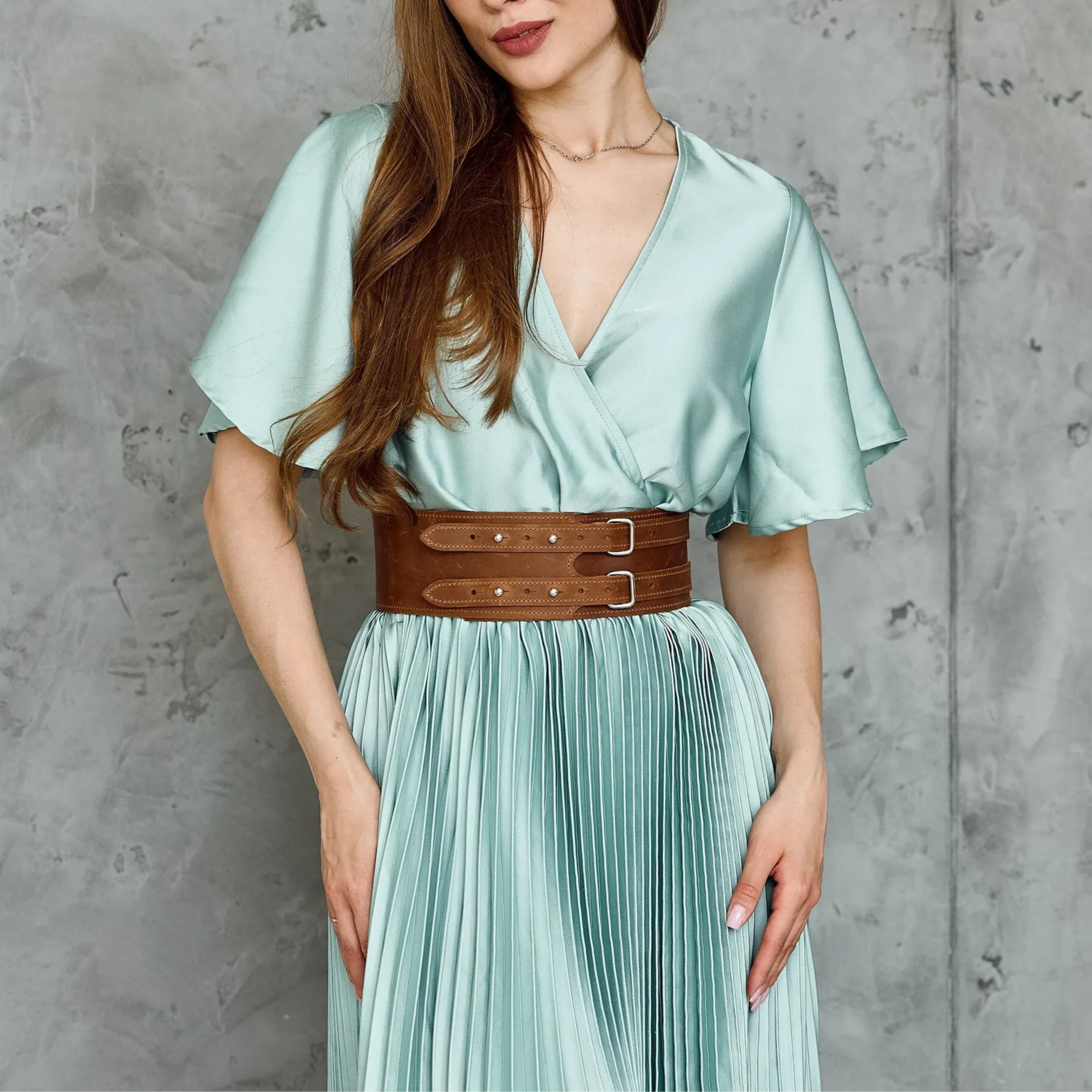 Leather Double Buckle Waist Belt