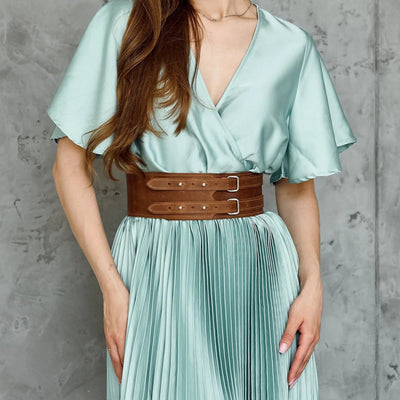 Leather Double Buckle Waist Belt
