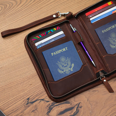 Leather Passport Holder Personalized