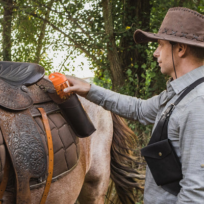 Leather Saddle Drink Holder