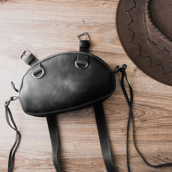 Leather Saddle Pouch Black