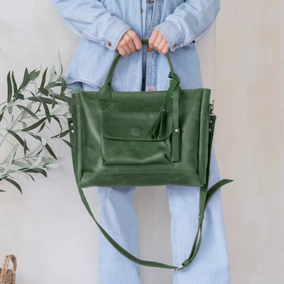 Leather Tote With Trolley Sleeve