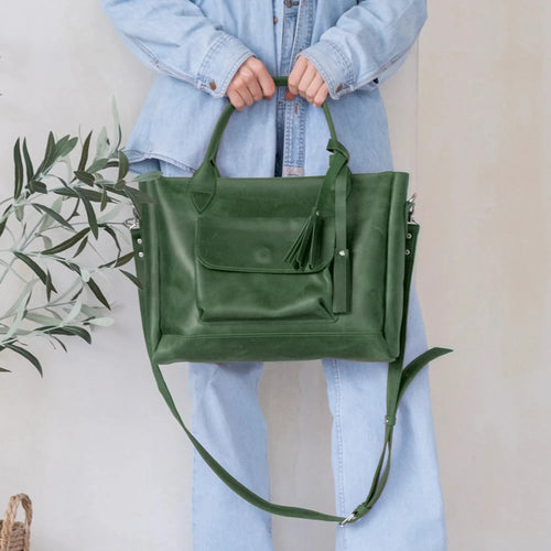 Leather Tote With Trolley Sleeve