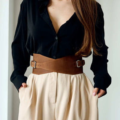 Leather Wide Waist Belt