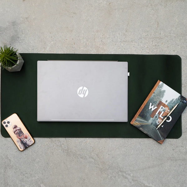 Leather Writing Mat Green