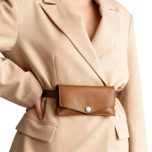 Light Cognac Leather Belt Bags