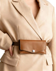 Light Cognac Leather Belt Bags
