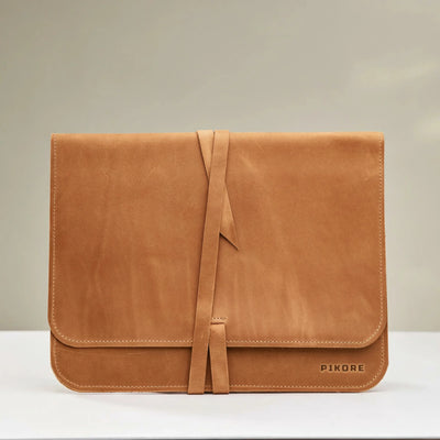 Leather MacBook Sleeve with Tie Closure
