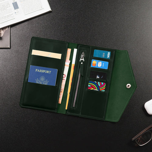 Monogrammed Leather Passport Holder