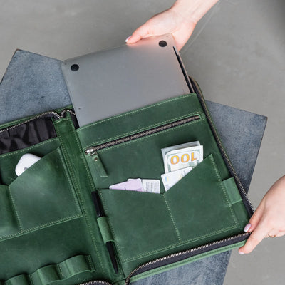 Monogrammed Leather Portfolio