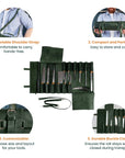 The Professional's Leather Knife Roll — Premium Personalized Handmade Leather Roll Bag | Pikore
