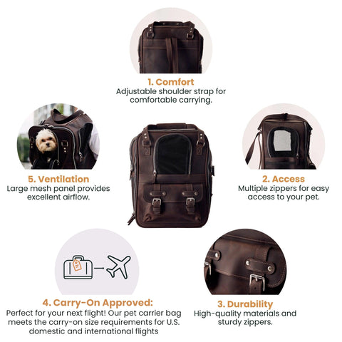 Leather Pet Backpack