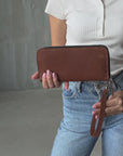 Long Leather Wallet for Women with Zipper