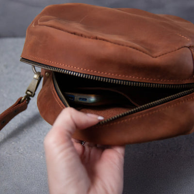 Round Leather Crossbody Bag