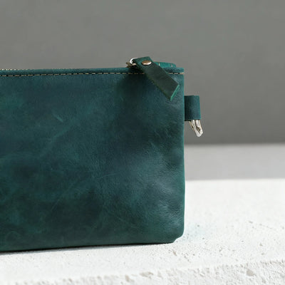 Small Leather Pouch with Zipper