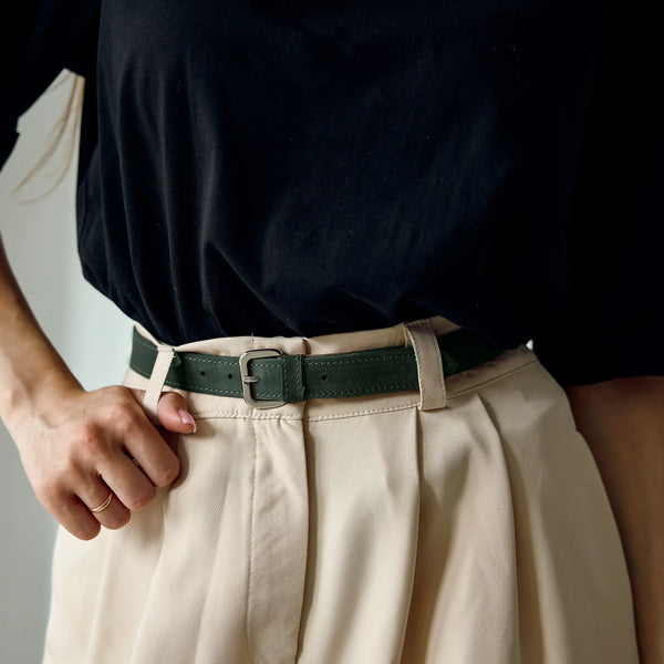 Thin Green Leather Belt