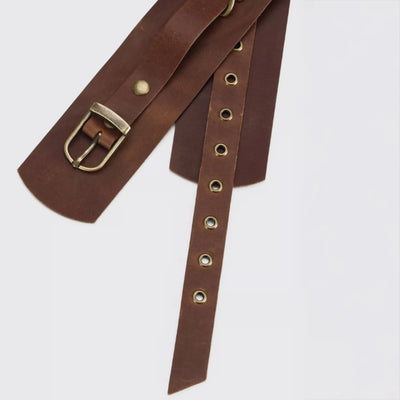 Wide Brown Leather Belt